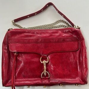 X-large red leather rebecca shoulder bag